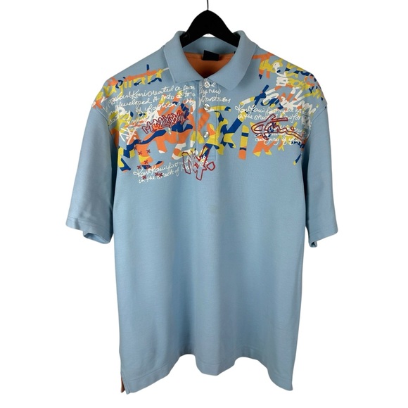 Vintage Y2K Karl Kani Streetwear All Over Print Rap Style Polo Shirt Size L